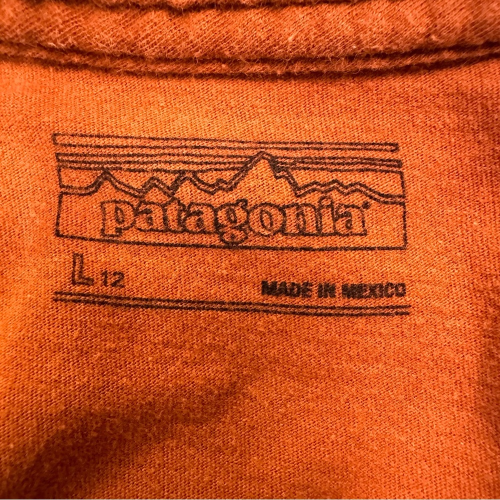 Patagonia Logo Long Sleeve Rustic Orange Crewneck Shirt Boys Size Large - Picture 4 of 6